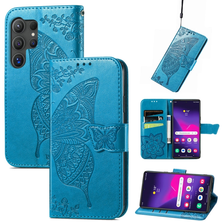 Butterfly Love Flower Embossed Leather Phone Case, For Samsung Galaxy A36, For Samsung Galaxy S25...