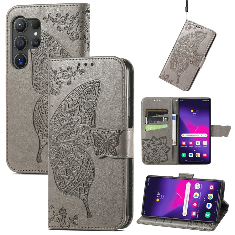 Butterfly Love Flower Embossed Leather Phone Case, For Samsung Galaxy A36, For Samsung Galaxy S25...