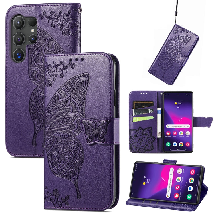 Butterfly Love Flower Embossed Leather Phone Case, For Samsung Galaxy A36, For Samsung Galaxy S25...