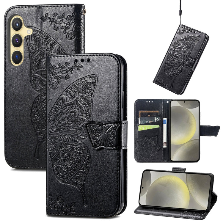 Butterfly Love Flower Embossed Leather Phone Case, For Samsung Galaxy A36, For Samsung Galaxy S25...