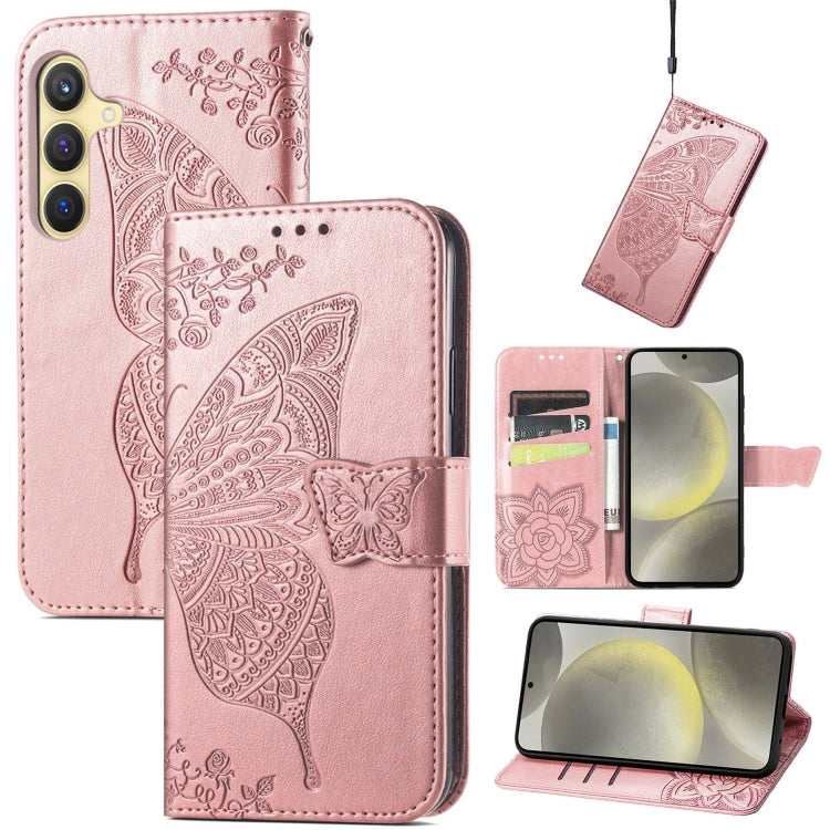 Butterfly Love Flower Embossed Leather Phone Case, For Samsung Galaxy A36, For Samsung Galaxy S25...