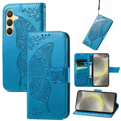 Butterfly Love Flower Embossed Leather Phone Case, For Samsung Galaxy A36, For Samsung Galaxy S25...