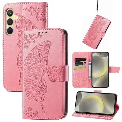 Butterfly Love Flower Embossed Leather Phone Case, For Samsung Galaxy A36, For Samsung Galaxy S25...