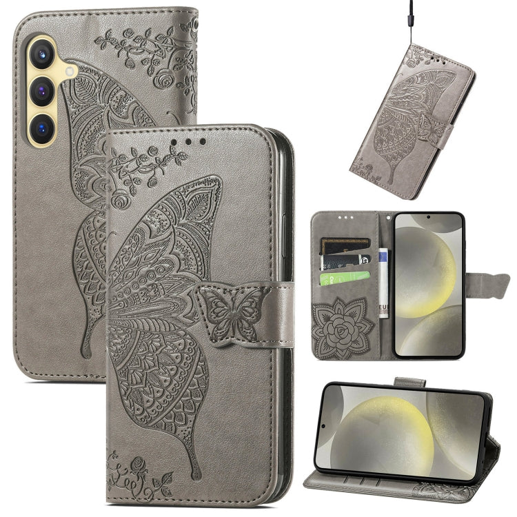Butterfly Love Flower Embossed Leather Phone Case, For Samsung Galaxy A36, For Samsung Galaxy S25...