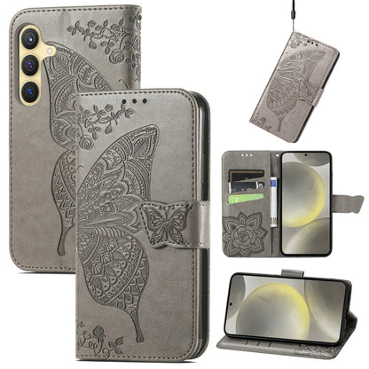 Butterfly Love Flower Embossed Leather Phone Case, For Samsung Galaxy A36, For Samsung Galaxy S25...