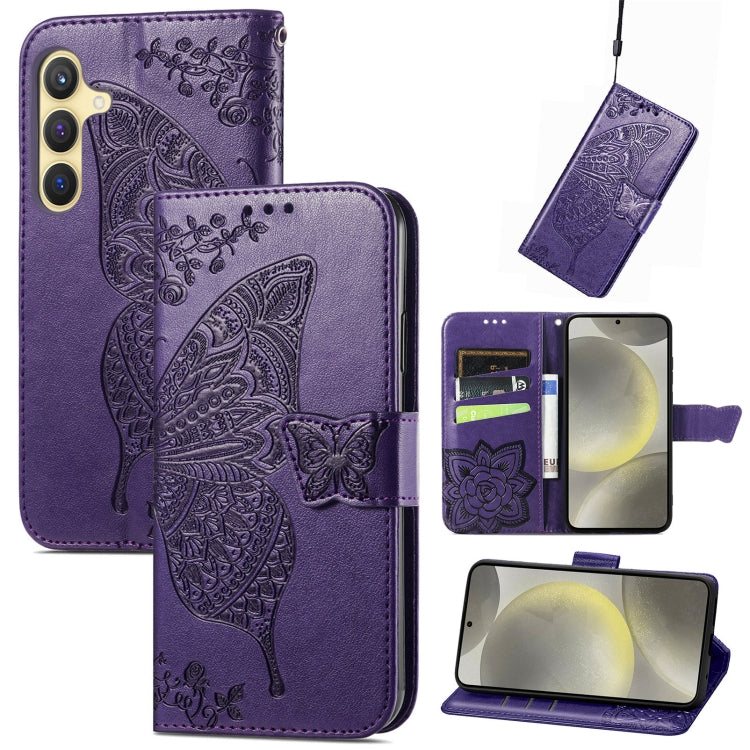 Butterfly Love Flower Embossed Leather Phone Case, For Samsung Galaxy A36, For Samsung Galaxy S25...
