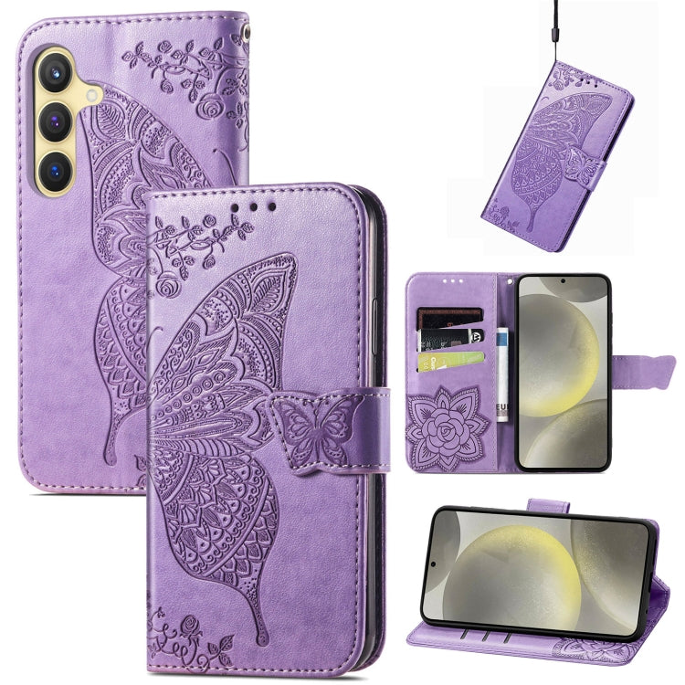 Butterfly Love Flower Embossed Leather Phone Case, For Samsung Galaxy A36, For Samsung Galaxy S25...