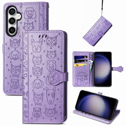 Cat and Dog Embossed Leather Phone Case, For Samsung Galaxy A15, For Samsung Galaxy A05s���������...