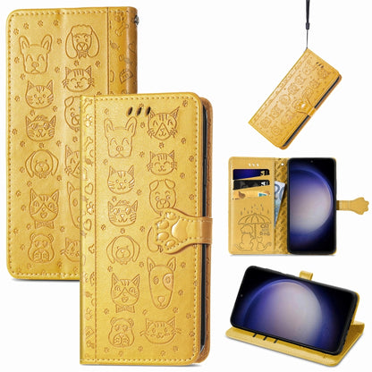 Cat and Dog Embossed Leather Phone Case, For Samsung Galaxy A15, For Samsung Galaxy A05s���������...