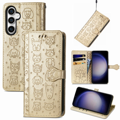Cat and Dog Embossed Leather Phone Case, For Samsung Galaxy A15, For Samsung Galaxy A05s���������...