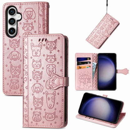 Cat and Dog Embossed Leather Phone Case, For Samsung Galaxy A15, For Samsung Galaxy A05s���������...