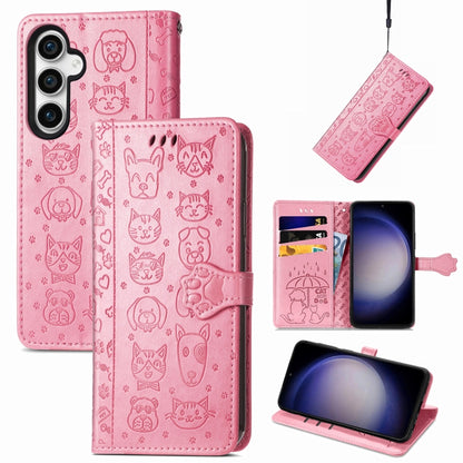 Cat and Dog Embossed Leather Phone Case, For Samsung Galaxy A15, For Samsung Galaxy A05s���������...