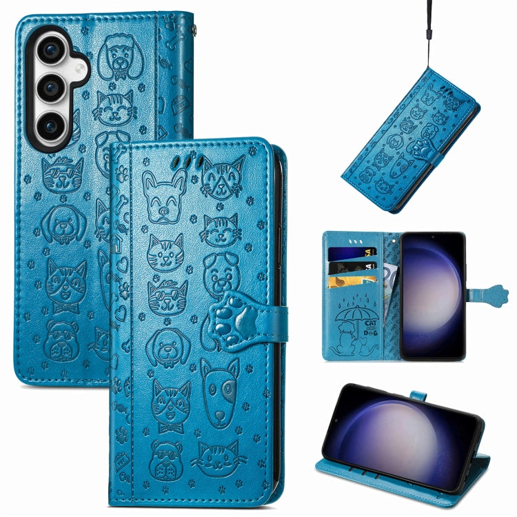 Cat and Dog Embossed Leather Phone Case, For Samsung Galaxy A15, For Samsung Galaxy A05s���������...