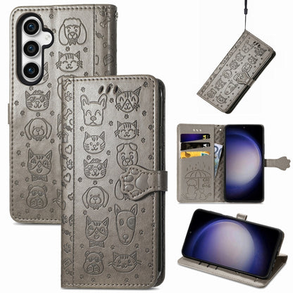 Cat and Dog Embossed Leather Phone Case, For Samsung Galaxy A15, For Samsung Galaxy A05s���������...