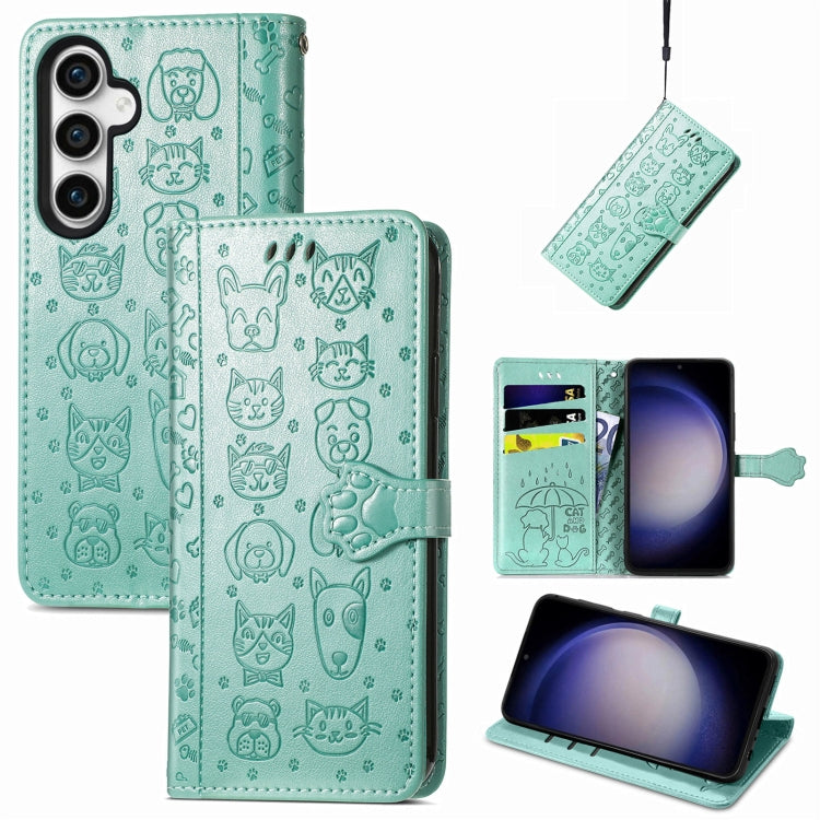 Cat and Dog Embossed Leather Phone Case, For Samsung Galaxy A15, For Samsung Galaxy A05s���������...