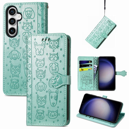 Cat and Dog Embossed Leather Phone Case, For Samsung Galaxy A15, For Samsung Galaxy A05s���������...