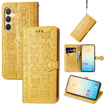 Cat and Dog Embossed Leather Phone Case, For Samsung Galaxy S25 5G, For Samsung Galaxy S25+ 5G���...