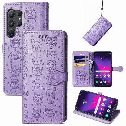 Cat and Dog Embossed Leather Phone Case, For Samsung Galaxy S25 5G, For Samsung Galaxy S25+ 5G���...
