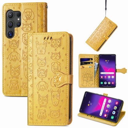 Cat and Dog Embossed Leather Phone Case, For Samsung Galaxy S25 5G, For Samsung Galaxy S25+ 5G���...