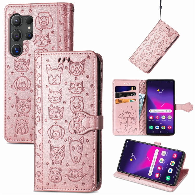 Cat and Dog Embossed Leather Phone Case, For Samsung Galaxy S25 5G, For Samsung Galaxy S25+ 5G���...