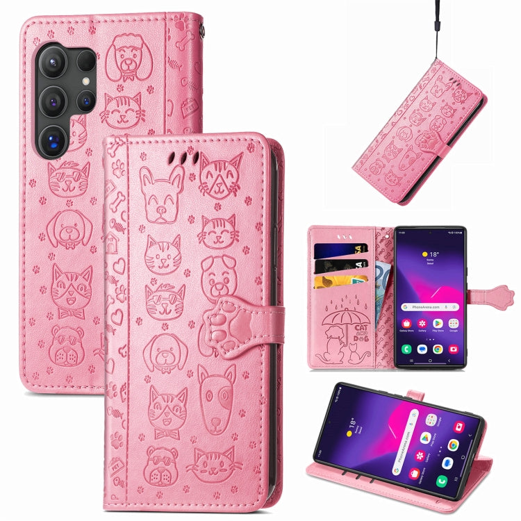 Cat and Dog Embossed Leather Phone Case, For Samsung Galaxy S25 5G, For Samsung Galaxy S25+ 5G���...