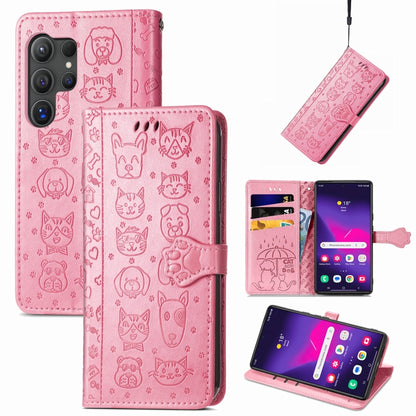 Cat and Dog Embossed Leather Phone Case, For Samsung Galaxy S25 5G, For Samsung Galaxy S25+ 5G���...