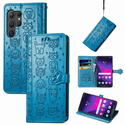 Cat and Dog Embossed Leather Phone Case, For Samsung Galaxy S25 5G, For Samsung Galaxy S25+ 5G���...