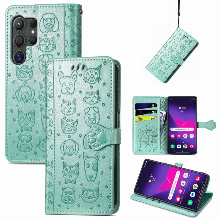 Cat and Dog Embossed Leather Phone Case, For Samsung Galaxy S25 5G, For Samsung Galaxy S25+ 5G���...