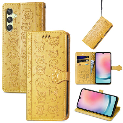 Cat and Dog Embossed Leather Phone Case, For Samsung Galaxy A15, For Samsung Galaxy A05s���������...