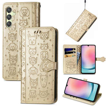 Cat and Dog Embossed Leather Phone Case, For Samsung Galaxy A15, For Samsung Galaxy A05s���������...