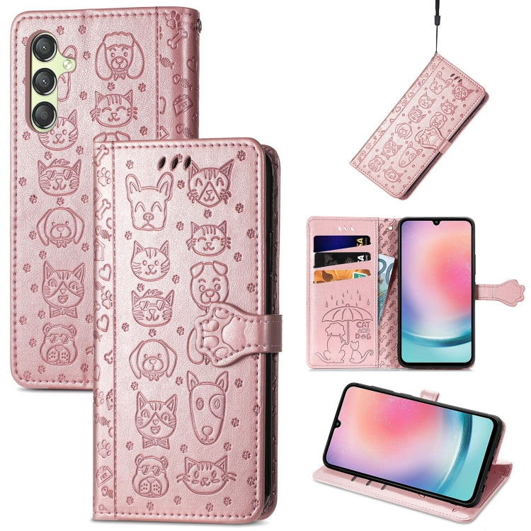 Cat and Dog Embossed Leather Phone Case, For Samsung Galaxy A15, For Samsung Galaxy A05s���������...