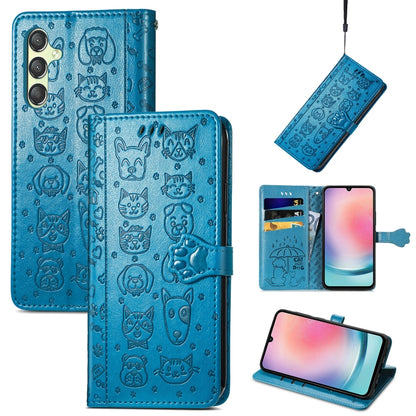 Cat and Dog Embossed Leather Phone Case, For Samsung Galaxy A15, For Samsung Galaxy A05s���������...