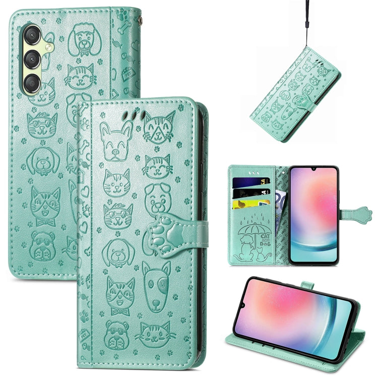Cat and Dog Embossed Leather Phone Case, For Samsung Galaxy A15, For Samsung Galaxy A05s���������...