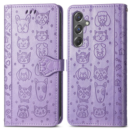 Cat and Dog Embossed Leather Phone Case, For Samsung Galaxy A15, For Samsung Galaxy A05s���������...