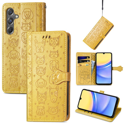 Cat and Dog Embossed Leather Phone Case, For Samsung Galaxy A15, For Samsung Galaxy A05s���������...