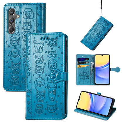 Cat and Dog Embossed Leather Phone Case, For Samsung Galaxy A15, For Samsung Galaxy A05s���������...