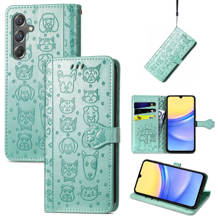 Cat and Dog Embossed Leather Phone Case, For Samsung Galaxy A15, For Samsung Galaxy A05s���������...