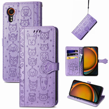 Cat and Dog Embossed Leather Phone Case, For Samsung Galaxy S25 5G, For Samsung Galaxy S25+ 5G���...