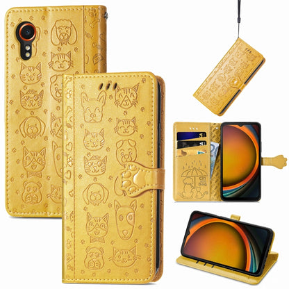 Cat and Dog Embossed Leather Phone Case, For Samsung Galaxy S25 5G, For Samsung Galaxy S25+ 5G���...