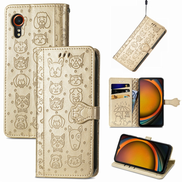 Cat and Dog Embossed Leather Phone Case, For Samsung Galaxy S25 5G, For Samsung Galaxy S25+ 5G���...