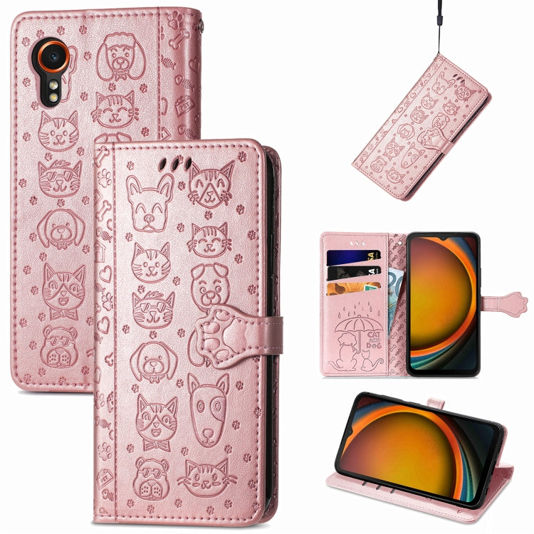 Cat and Dog Embossed Leather Phone Case, For Samsung Galaxy S25 5G, For Samsung Galaxy S25+ 5G���...