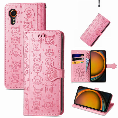 Cat and Dog Embossed Leather Phone Case, For Samsung Galaxy S25 5G, For Samsung Galaxy S25+ 5G���...