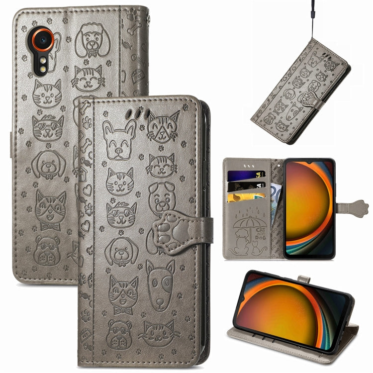 Cat and Dog Embossed Leather Phone Case, For Samsung Galaxy S25 5G, For Samsung Galaxy S25+ 5G���...