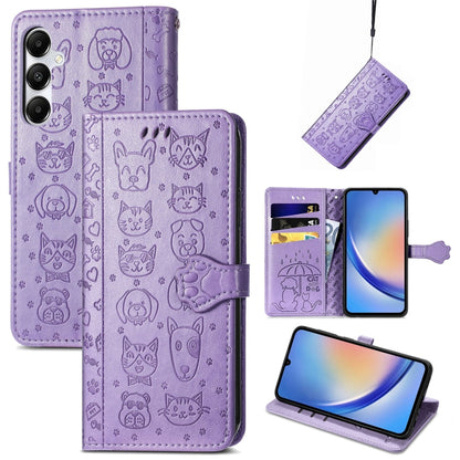 Cat and Dog Embossed Leather Phone Case, For Samsung Galaxy S25 5G, For Samsung Galaxy S25+ 5G���...