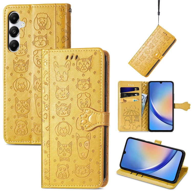 Cat and Dog Embossed Leather Phone Case, For Samsung Galaxy S25 5G, For Samsung Galaxy S25+ 5G���...