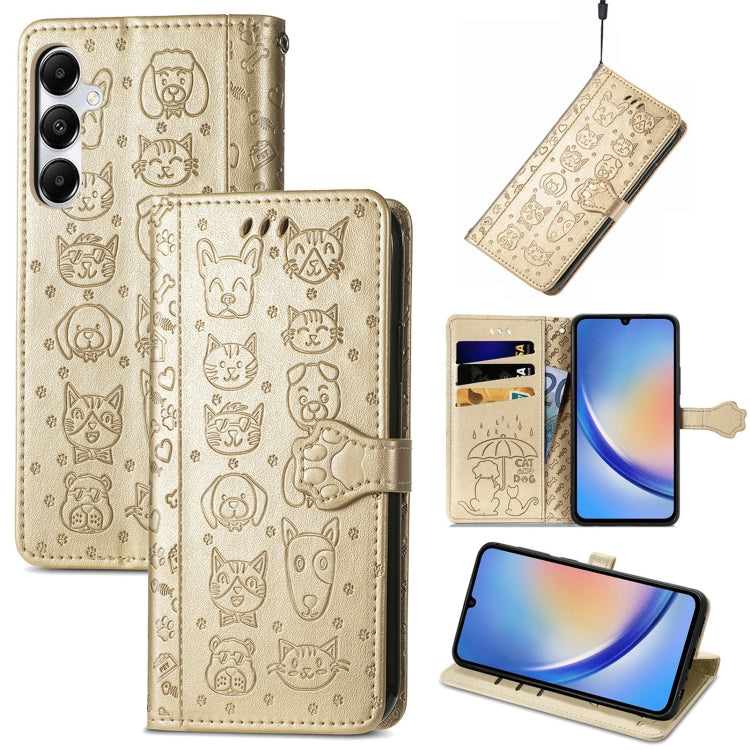 Cat and Dog Embossed Leather Phone Case, For Samsung Galaxy S25 5G, For Samsung Galaxy S25+ 5G���...