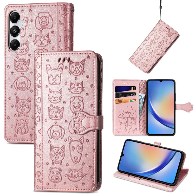 Cat and Dog Embossed Leather Phone Case, For Samsung Galaxy S25 5G, For Samsung Galaxy S25+ 5G���...