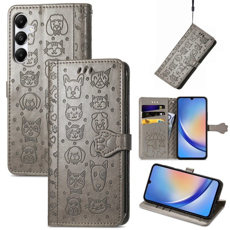 Cat and Dog Embossed Leather Phone Case, For Samsung Galaxy S25 5G, For Samsung Galaxy S25+ 5G���...