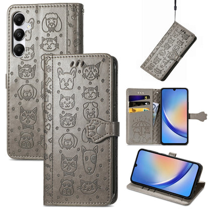 Cat and Dog Embossed Leather Phone Case, For Samsung Galaxy S25 5G, For Samsung Galaxy S25+ 5G���...