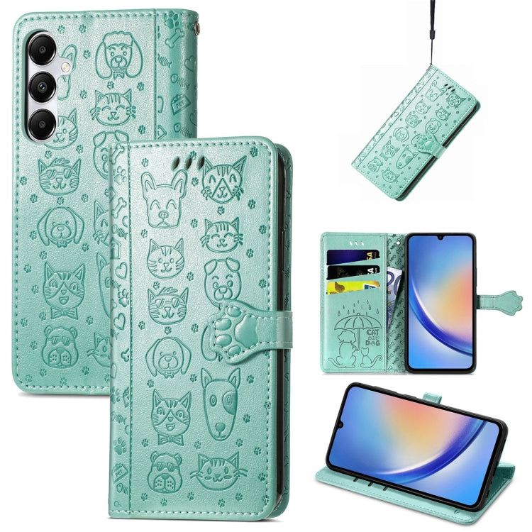 Cat and Dog Embossed Leather Phone Case, For Samsung Galaxy S25 5G, For Samsung Galaxy S25+ 5G���...